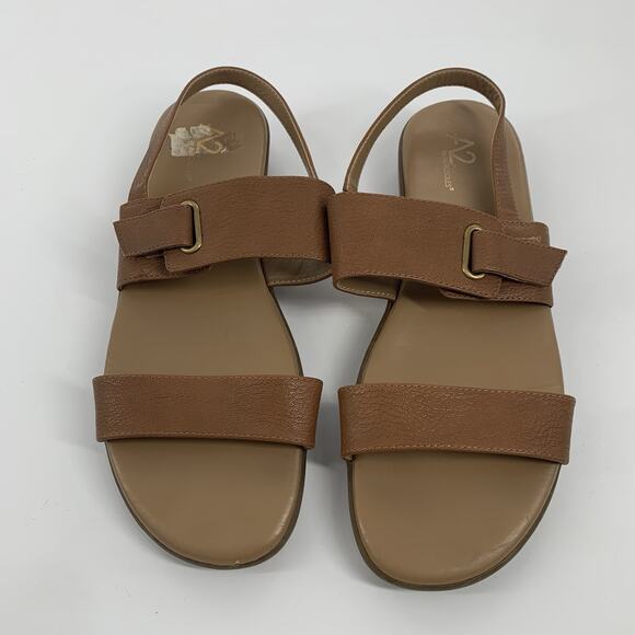 A2 by Aerosoles Interpret Faux Leather Strappy Open Toe Sandals 10 Tan Beige - Picture 2 of 8